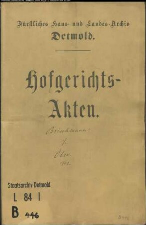 Brinkmann, Johann im Mackenbruche gegen Ober zu Oetenhausen