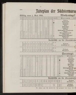 Fahrplan der Südstormarnschen Kreisbahn.