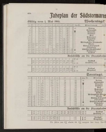 Fahrplan der Südstormarnschen Kreisbahn.