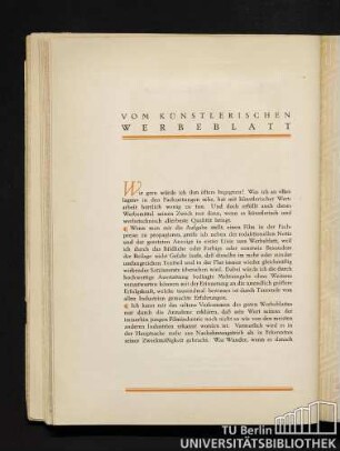 Vom künstlerischen Werbeblatt