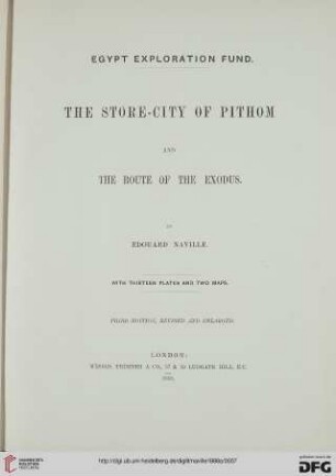 The store-city of Pithom and the route of the Exodus