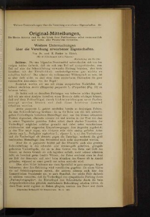 Weitere Untersuchungen über die Vererbung erworbener Eigenschaften.
