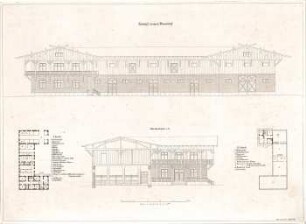 Beyschlag, Franz Xaver; Bauernhof - Grundrisse, Ansicht, Schnitt