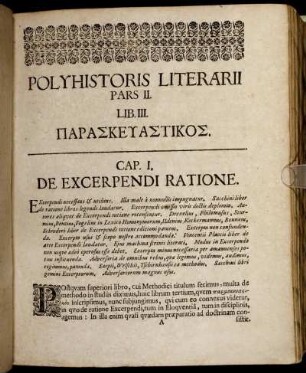 Cap I. De Excerpendi Ratione