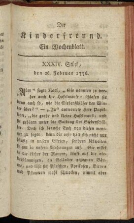 XXXIV. Stück, den 26. Februar 1776