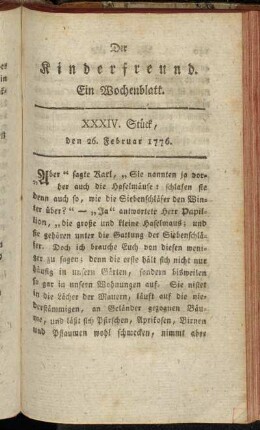 XXXIV. Stück, den 26. Februar 1776