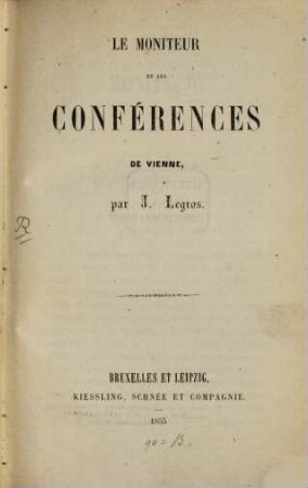 Le Moniteur et les Conférences de Vienne