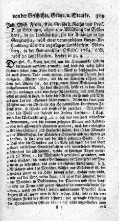 Allgemeine Abbildung des Erdbodens, in 20 Landchärtlein für die Anfänger in der Geographie.