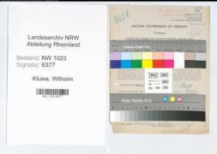 Entnazifizierung Wilhelm Kluwe , geb. 03.11.1903 (Kriminalbeamter)