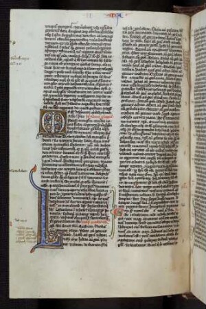 Zierinitialen mit Ranken und Drachen geschmückt.