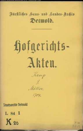 Kamp, Johann Bernd zu Orbke gegen Witwe Tönnies Müllers in der Steinmühle - Brautschatz