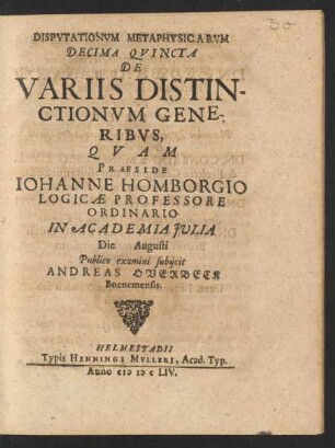 Disputationum Metaphysicarum ... De Variis Distinctionum Generibus