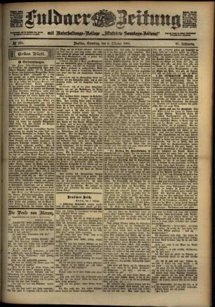 Erste Ausgabe vom Samstag, den 06. Oktober 1900.