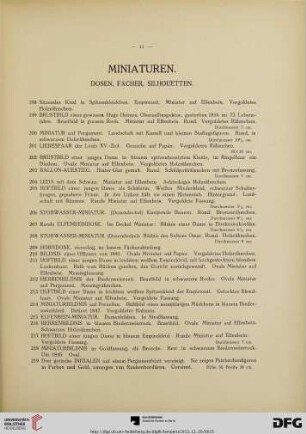 Miniaturen. Dosen, Fächer, Silhouetten (Nr. 198-259)