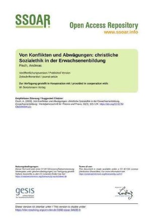Von Konflikten und Abwägungen: christliche Sozialethik in der Erwachsenenbildung