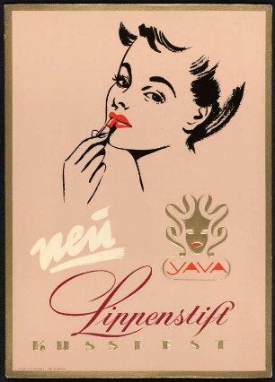 Reklameschild : Werbeaufsteller für Lippenstift der VEB Yava Kosmetik Markranstädt