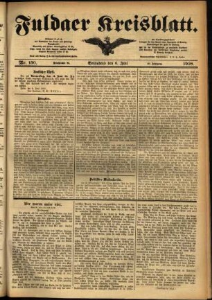 Ausgabe vom Samstag, den 06. Juni 1908.