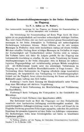 Absolute Sonnenstrahlungsmessungen in der freien Atmosphäre im Flugzeug