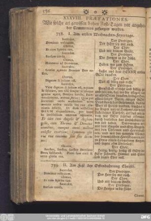 XXVIII. Praefationes. Wie solche an gewissen hohen Fest-Tagen vor angehender Communion gesungen werden.