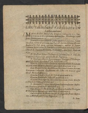 Libri Theologici Theologorum Lutheranorum.