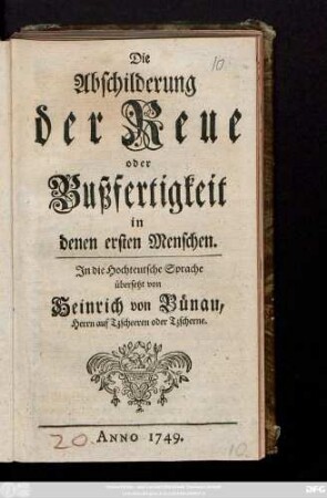 Die Abschilderung der Reue oder Bußfertigkeit in denen ersten Menschen