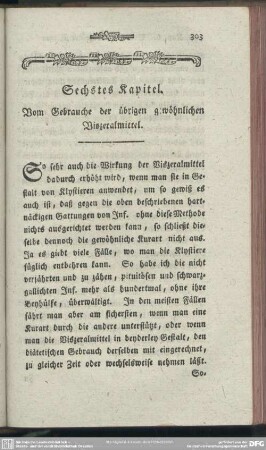 Sechstes Kapitel. Vom Gebrauche der übrigen gewöhnlichen Viszeralmittel