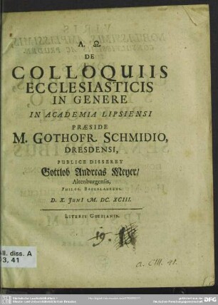 De colloquiis ecclesiasticis in genere