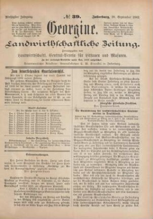 Fünfzigster Jahrgang. No. 39. Insterburg, 28. September 1882.