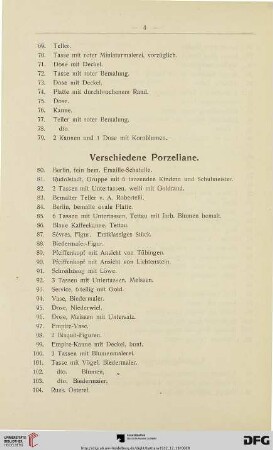 Verschiedene Porzellane (Nr. 80-127a)