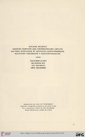 Neuere Meister / Modern Masters and contemporary artists / Maitres modernes et artistes contemporains / Maestros modernos y conteporaneos
