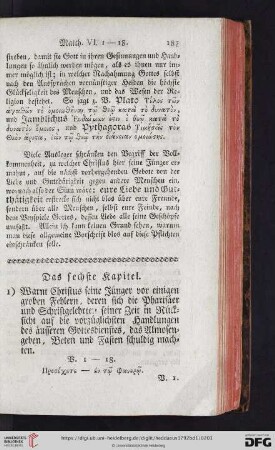 Das sechste Kapitel