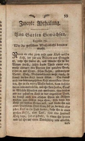 Zweyte Abtheilung. Von Garten Gewächsen.