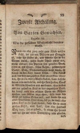 Zweyte Abtheilung. Von Garten Gewächsen.