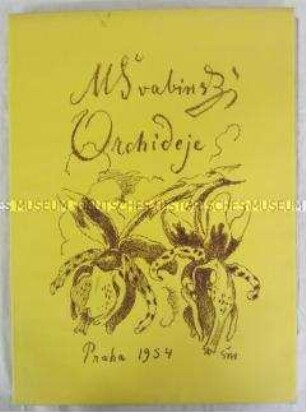 Graphikmappe mit Lithographien verschiedener Orchideen des tschechischen Malers und Graphikers Max Svabinský als Geschenk einer tschechischen Delegation, in Etui