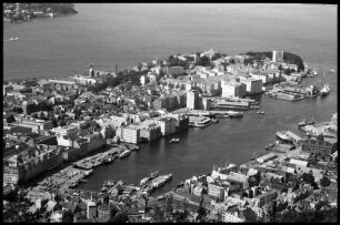 Bergen: Panorama am Fløien, Teleausschnitt Vagen