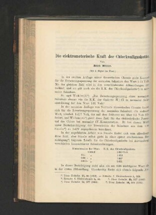 Die elektromotorische Kraft der Chlorknallgaskette.