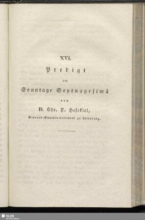 XVI. Predigt am Sonntage Septuagesimä