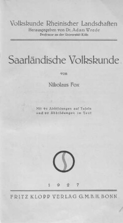 Saarländische Volkskunde