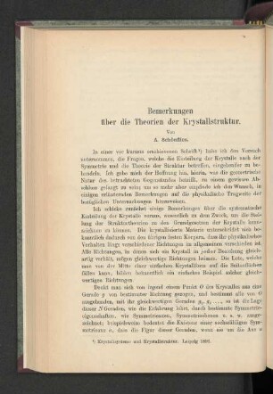 Bemerkungen über die Theorien der Krystallstruktur.