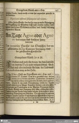 Am Tage Agnis oder Agnetae, des reinen und keuschen Jungfräwleins