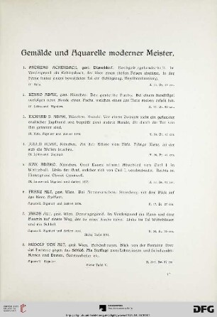 Gemälde und Aquarelle moderner Meister (Nr. 1-220)