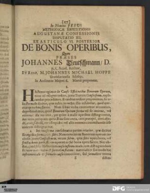 Articulus VI. De Bonis Operibus.