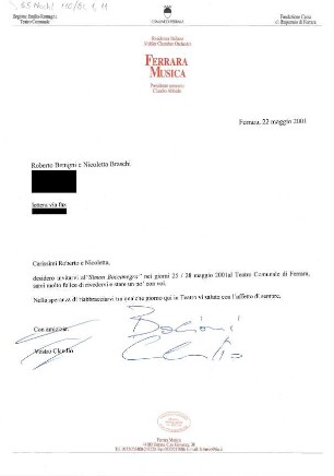 Brief an Roberto Benigni und Nicoletta Braschi : 22.05.2001