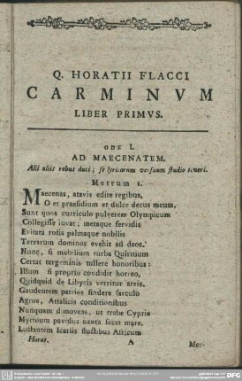 Q. Horatii Flacci Carminum