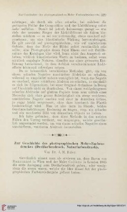 Zur Geschichte des photographischen Mehr-Farbendrucks (Dreifarbendruck, Naturfarbendruck)
