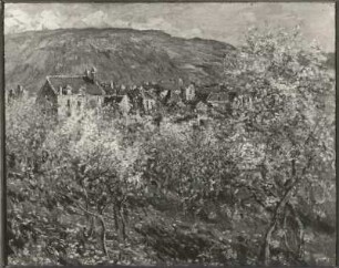 Blühende Apfelbäume (bezeichnet links unten: "Claude Monet. 1879"; Öl auf Leinwand; 0,643 x 0,81 m; Museum der Schönen Künste Budapest)