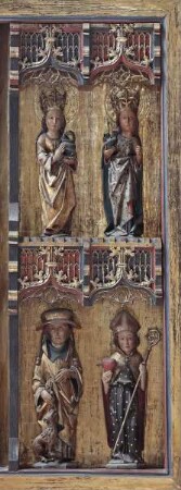 Marienaltar — Rechte Seite des Mittelschreins: Oben: Heilige Margareta und Heilige Dorothea & Unten: Heiliger Hieronimus und Heiliger Ambrosius