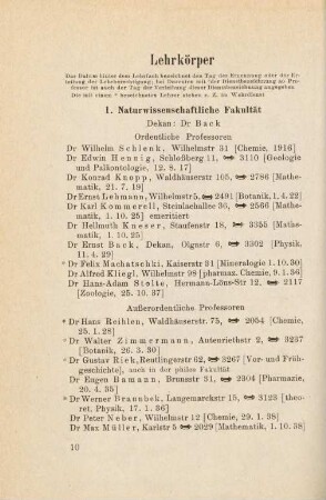 10-22, Lehrkörper