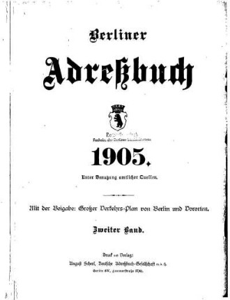 Berliner Adreßbuch 1905 Zweiter Band
