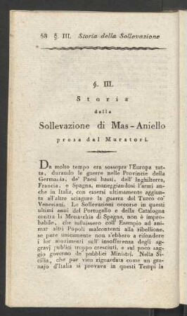§. III. Storia della Sollevazione di Mas-Aniello presa dal Muratori